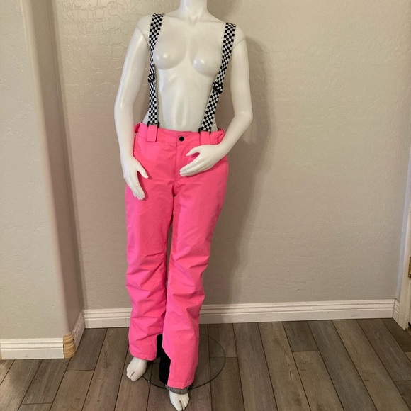 Women's SMN Highland Bib Ski Pants Neon Pink - Picture 2 of 16